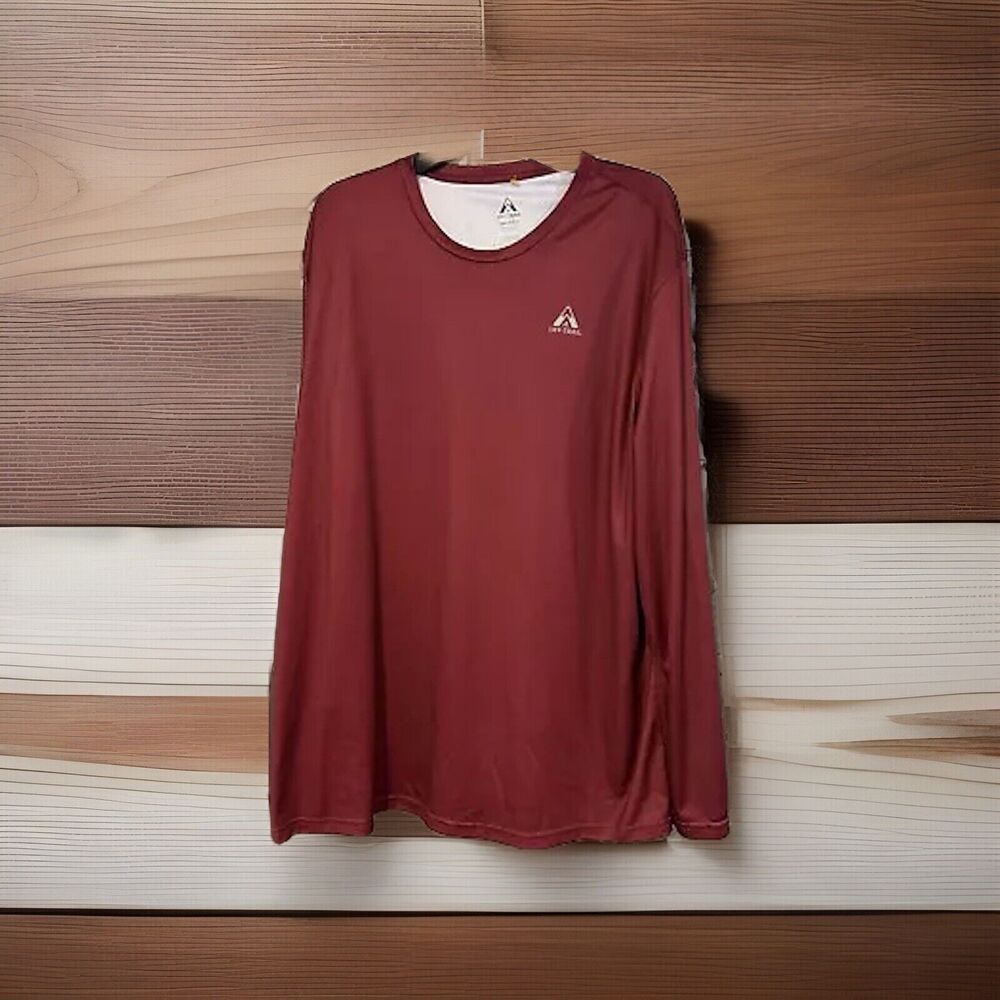 OFF-TRAIL Men's Burgundy Long Sleeve Performance Shirt Graphic Print Outdoor XXL